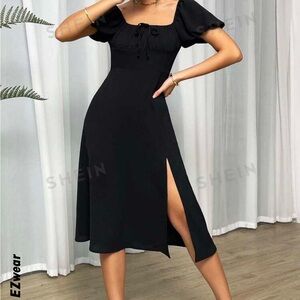 SHEIN Black Midi Dress
